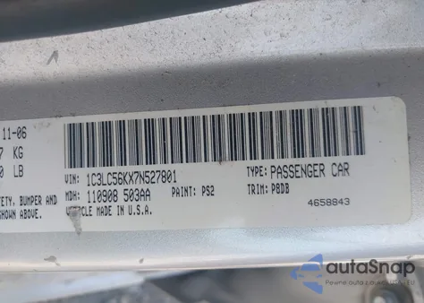 2007 Chrysler Sebring Touring from USA, damaged, VIN 1C3LC56KX7N527801